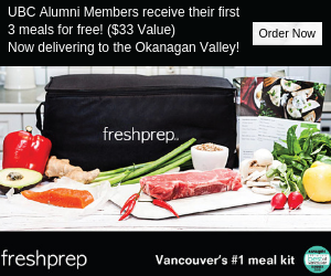 Fresh Prep. UBC alumni receive their first 3 meals for free! ($33 value). Now delivering to the Okanagan Valley! Order now.